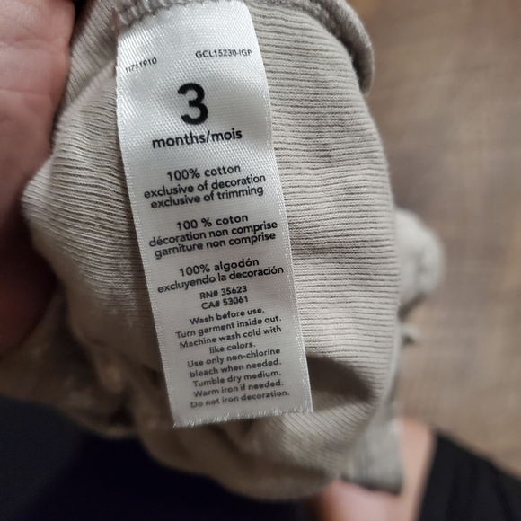 Carters Baby Girl Cotton Casual Dress Taupe Neutral Floral Bodysuit Preppy 3M - Picture 7 of 7